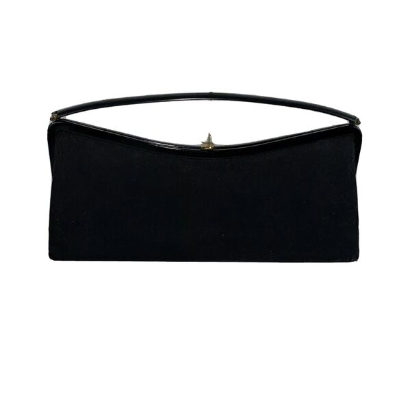 Vintage Bobbie Jerome Black Evening Handbag with Collapsible Handle Vintage - Picture 1 of 7